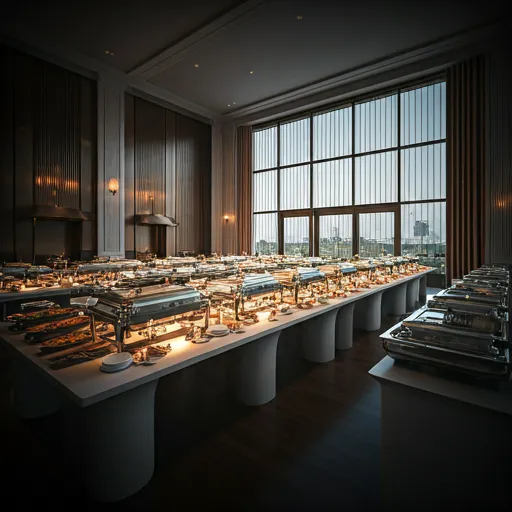 Large corporate catering event with professional setup